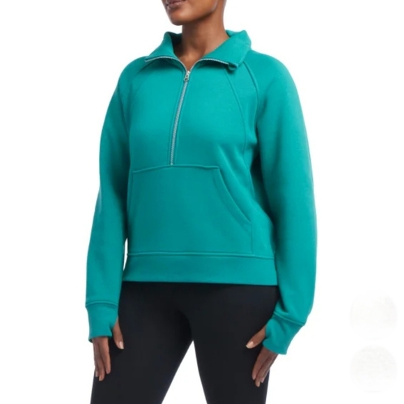 Danskin Half Zip Sweatshirt Green Soft Pullover Top Small Cozy Colorful NWT - Picture 3 of 15